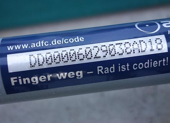 ADFC Code auf Fahrrad