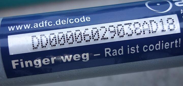 ADFC Code auf Fahrrad