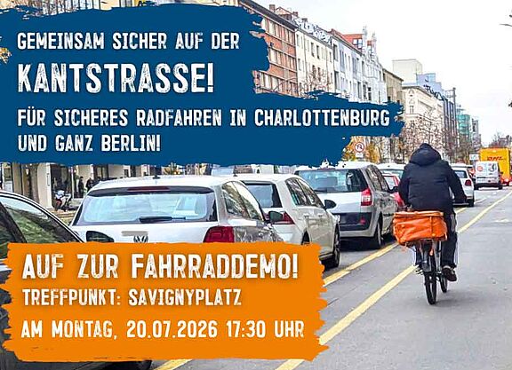 Kantstraße Radweg Radweg der links durch parkende Autos abgegrenzt wird