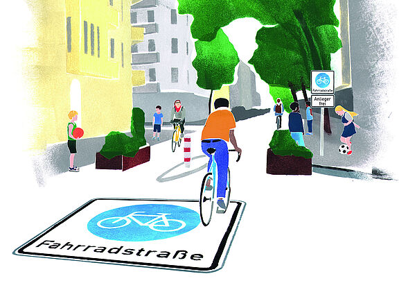 Mit Fahrradstraßen löst man mehrere Probleme auf einmal. Weil sie schnell und kostengünstig umsetzbar sind, können mit ihnen ganze Radverkehrsnetze kurzfristig neu hergestellt und bestehende Lücken geschlossen werden. Die Fahrradstraßen werden besonders attraktiv für Radfahrende,wenn sie Vorfahrt vor kreuzenden Nebenstraßen bekommen. Schleichverkehre werden durch Maßnahmen wie Poller unterbunden. So entlasten Fahrradstraßen Kieze von Durchgangs- und Parksuchverkehr, die Verkehrssicherheit nimmt zu.