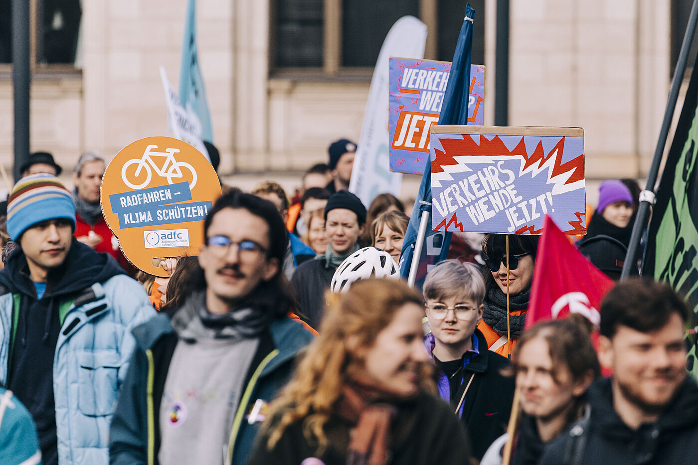 ADFC Klimastreik 1. März 2024 Verkehrswende Jetzt Schild bei Klimastreik Demonstration