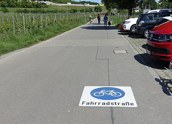 In Hagnau ist das Zeichen 244.1 StVO zu klein und zu weit rechts markiert. (Bernhard Glatthaar)