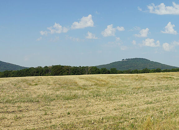 Blick auf die Gleichberge Blick auf die Geleichberge