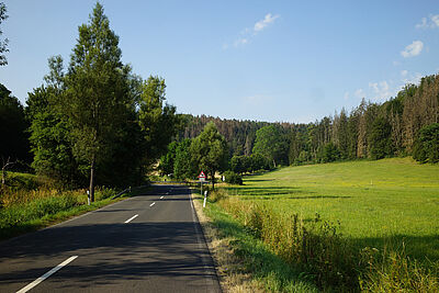 Abzweig hinter Reurieth nach Dingsleben