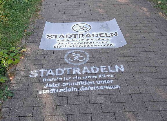Stadtradeln in Eisenach Radweg mit Stadtradelwerbung