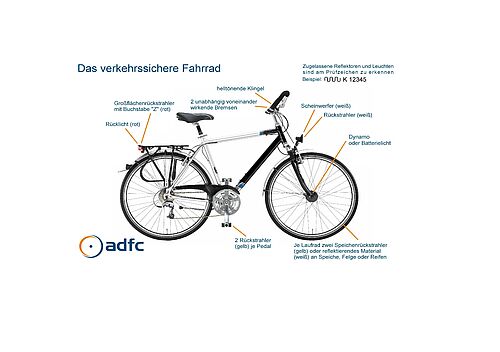 eines der zehn merkmale des verkehrssicheren fahrrads ist der rote