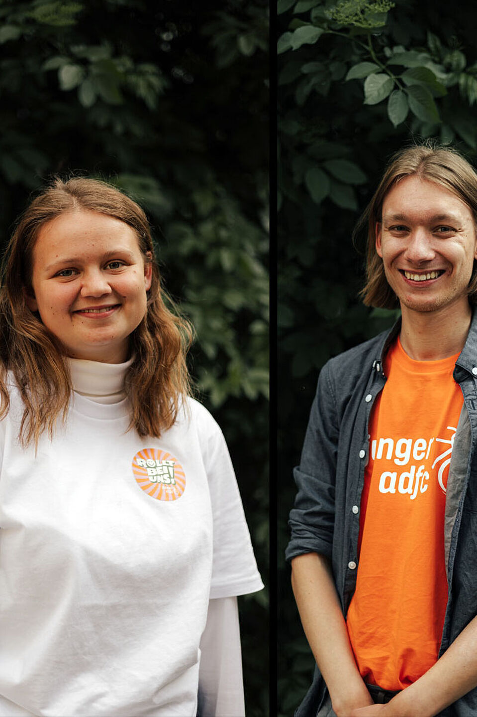 Lilia Vogt und Sebastian Vogel vom Jungen ADFC Porträtfotos von Lilia Vogt und Sebastian Vogel, den Bundesjugendsprechern des Jungen ADFC