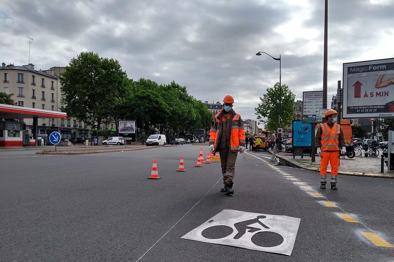 Pop-Up-Bike-Lanes in Paris