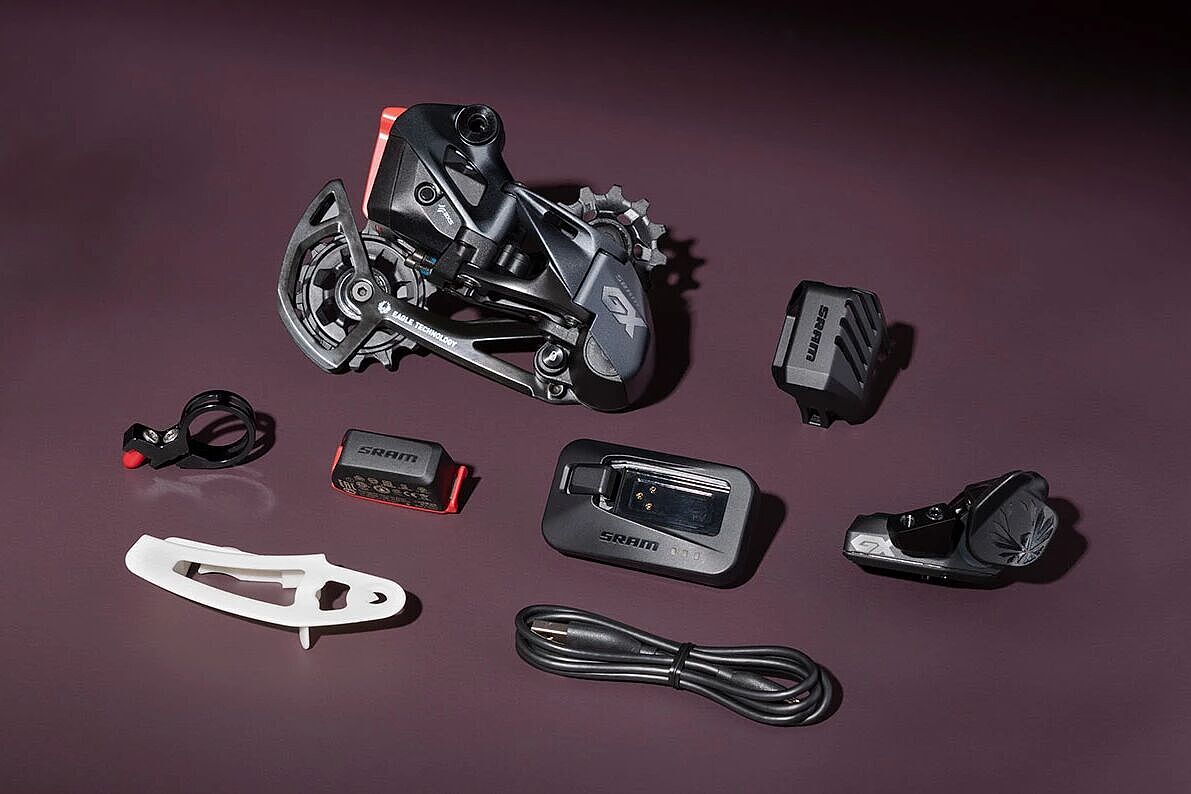 Nun auch ohne Kabelverbindung: Die MTB-Gruppe Sram GX Eagle AXS. 
