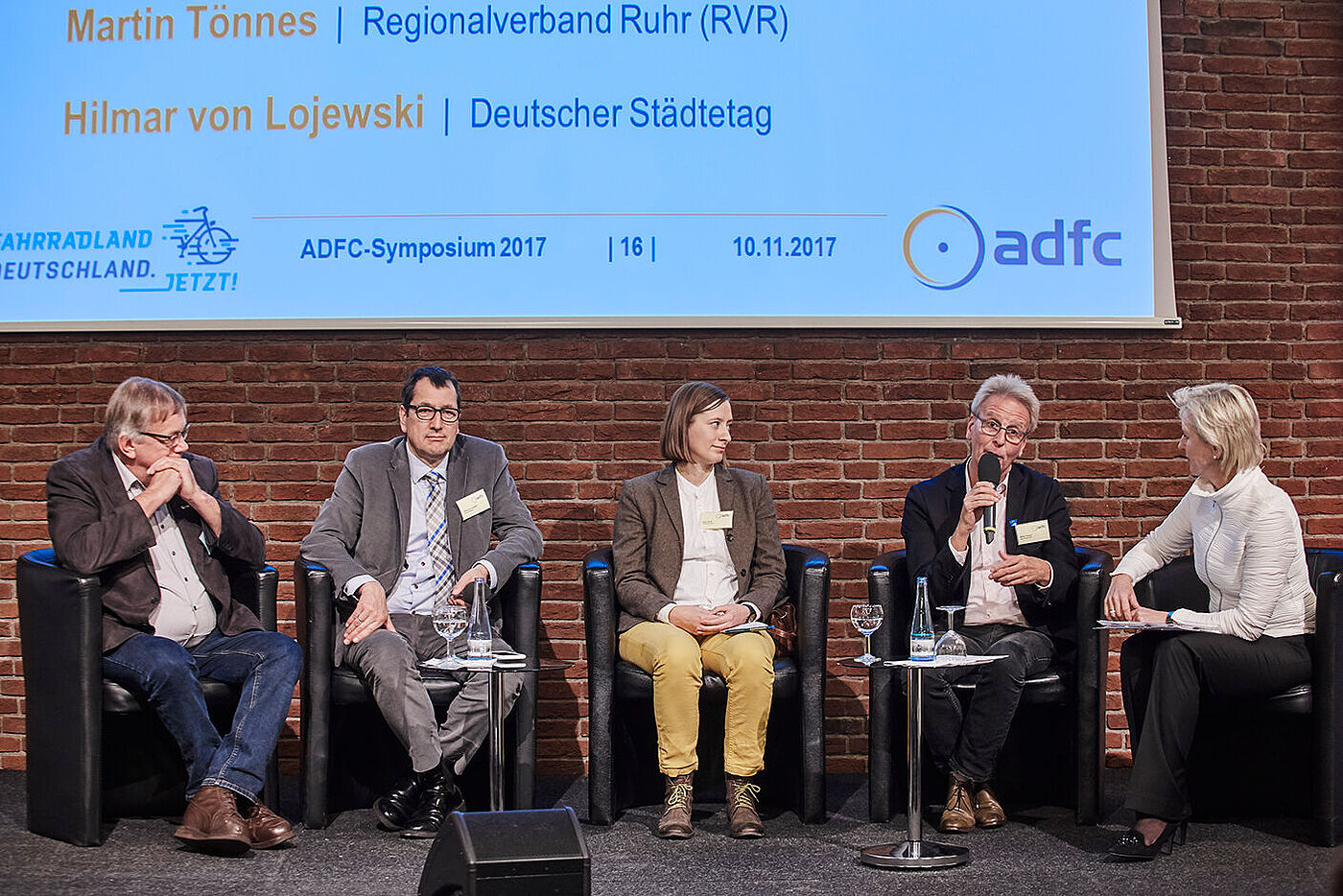 ADFC-Symposium 2017: Podiumsdiskussion mit Ludger Koopmann, Hilmar von Lojewski, Paula Ruoff und Martin Tönnes.