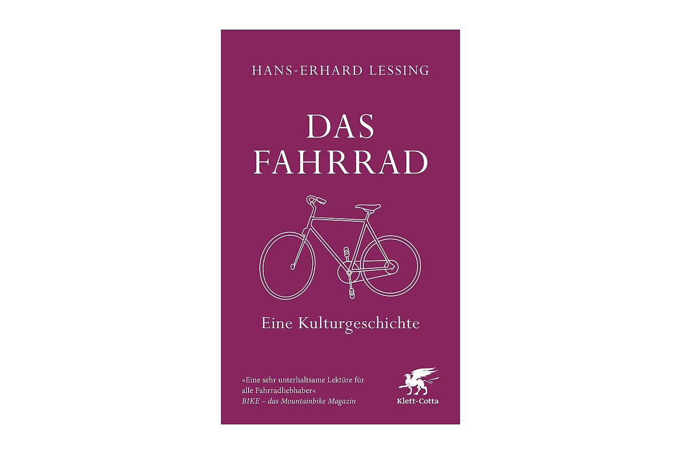 Fahrradgeschichte Lila Buchcover mit dem Titel „Das Fahrrad“ und einer einfachen Zeichnung eines Fahrrads.