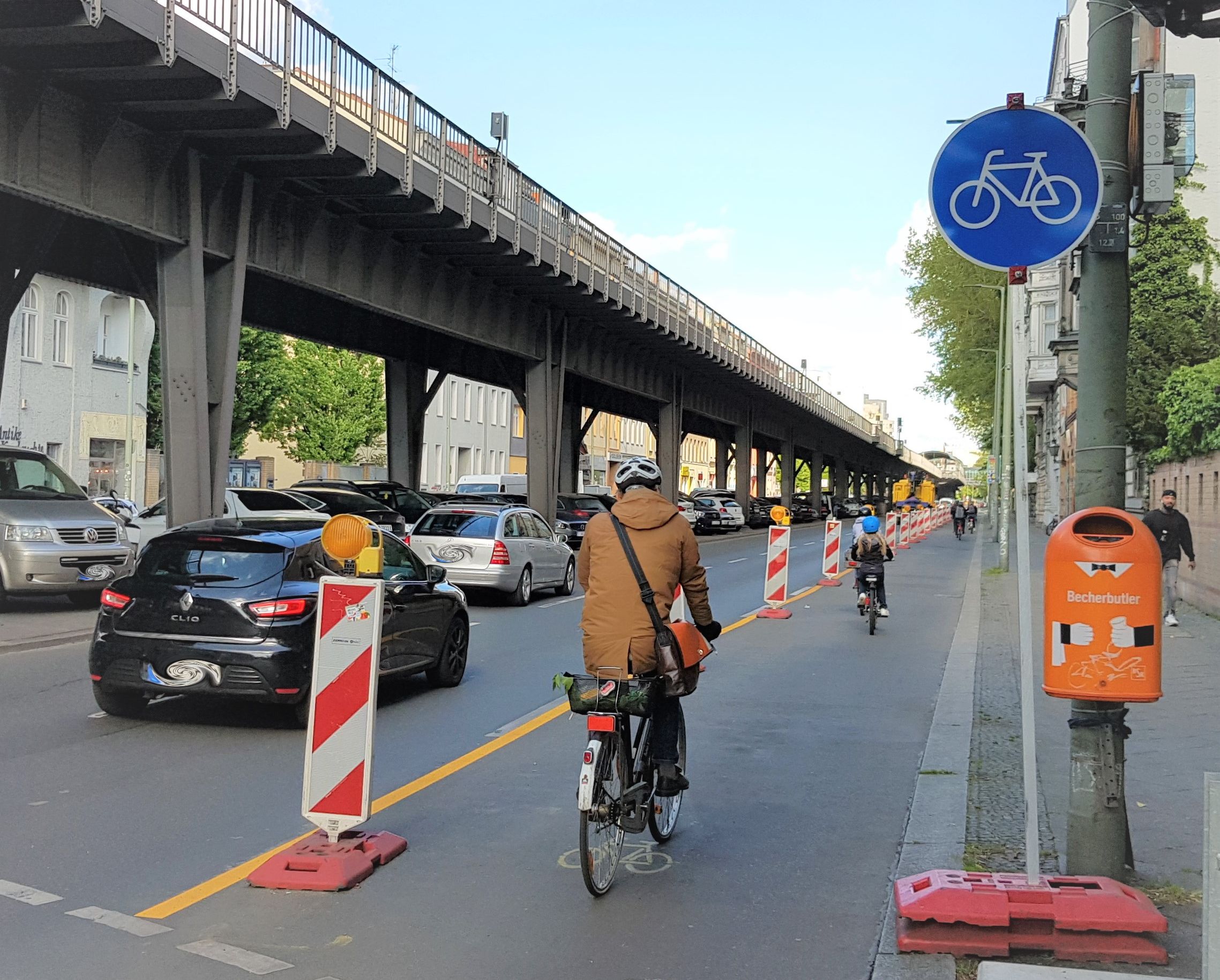 Pop-up-Radweg in Berlin-Kreuzberg im Frühjahr 2020.