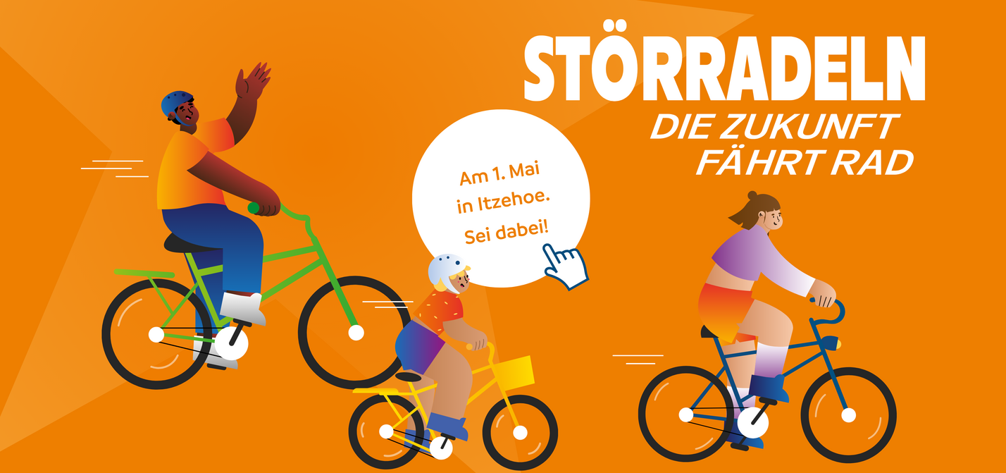 Grafik zu Sternfahrten mit verschiedenen Radfahrenden.